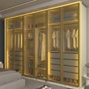 Ver imagem 1 de Guarda Roupa Splendor 6 Portas Reflecta LED Off White - Gelius