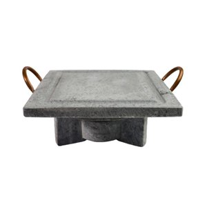 Fogareiro Réchaud G e Chapa Quadrada 25x25cm Pedra Sabão