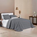 Ver imagem 3 de Kit Cobre Leito Colcha Sofist Padrão 3 Peças Micropercal 300 Fios Cinza