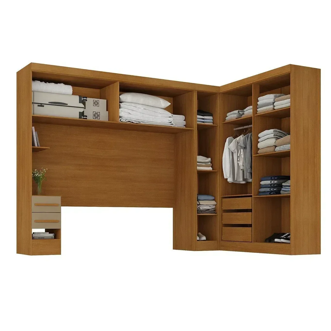 Ver imagem 4 de Guarda Roupa Casal Modulado 9 Portas 5 Gavetas com Cabeceira 100% MDF Imperial Yescasa Cinamomo/Cappuccino