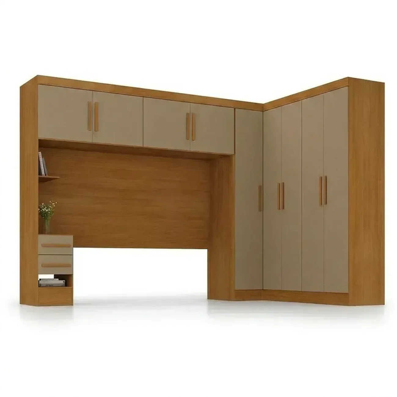 Ver imagem 2 de Guarda Roupa Casal Modulado 9 Portas 5 Gavetas com Cabeceira 100% MDF Imperial Yescasa Cinamomo/Cappuccino