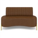 Ver imagem 4 de Sofá 2 Lugares 160cm Pés Aço Dourado Tamar Sintético Marrom Z08 - Mpozenato