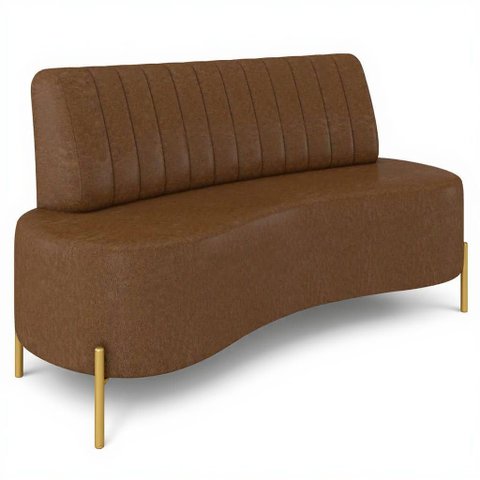 Sofá 2 Lugares 160cm Pés Aço Dourado Tamar Sintético Marrom Z08 - Mpozenato