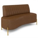 Ver imagem 1 de Sofá 2 Lugares 160cm Pés Aço Dourado Tamar Sintético Marrom Z08 - Mpozenato