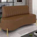 Ver imagem 2 de Sofá 2 Lugares 160cm Pés Aço Dourado Tamar Sintético Marrom Z08 - Mpozenato