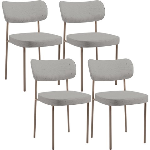 Kit 04 Cadeiras Decorativa Estofada para Sala de Jantar Melina Base Arena L02 Linho Cinza - Lyam Dec