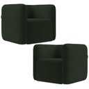 Ver imagem 1 de Kit 02 Poltronas Decorativas para Sala de Estar Fixa Living Peônia K01 Veludo Verde