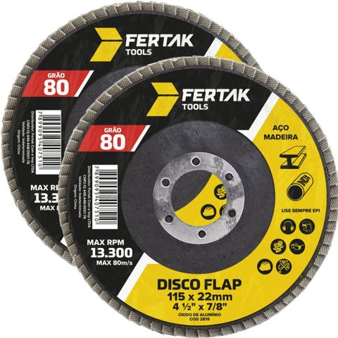 Disco Lixa Flap 115mm Grão 80 Madeira Aço Desbaste | 02 Un
