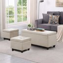 Ver imagem 1 de Kit Recamier Madri 1,20m + 2 Puff Suede Bege - Inova Decor Inova Decorações Kit Madri