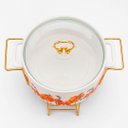 Ver imagem 4 de Rechaud Caçarola de Porcelana Branco e Dourado 30,5cm para Servir À Mesa