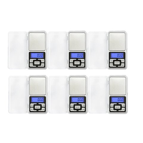 Kit 6 Balanças de Bolso Digitais Pocket Scale de Alta Precisão Eletrônicas Portáteis 500g:prata/únic