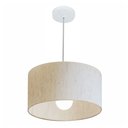 Ver imagem 1 de Lustre Pendente Cilíndrico Vivare Md-4031 Cúpula em Tecido 40x21cm - Bivolt - Linho Bege - Bivolt