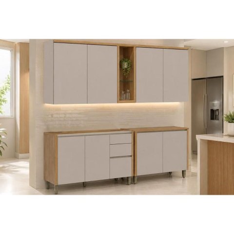 Cozinha Completa 4 Peças 8 Portas Allure CZ686 Gris Linea