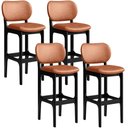 Ver imagem 1 de Kit 04 Banquetas Alta Para Cozinha Madeira Fixa Betta L02 Preto Couríssimo Camel - Lyam Decor