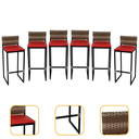 Ver imagem 1 de Kit 6 Banquetas Quadrada Junco Cappuccino para Balcão Ilha Cozinha Área Gourmet Bancada Piscina Bar