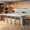 Ver imagem 6 de Kit 6 Banquetas Quadrada Junco Cappuccino para Balcão Ilha Cozinha Área Gourmet Bancada Piscina Bar