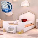Ver imagem 1 de Cama Casinha Montessoriana Infantil Com Escadinha Branco Ayla E Colchão Probel Guarda Costas