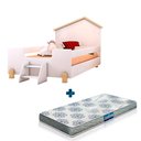 Ver imagem 2 de Cama Casinha Montessoriana Infantil Com Escadinha Branco Ayla E Colchão Probel Guarda Costas