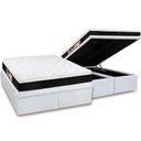 Ver imagem 1 de Cama Box Baú King: Colchão Espuma D45 Castor Black e White Air Double Face + Base CRC Courano White(