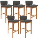 Ver imagem 1 de Kit 05 Banquetas Alta para Cozinha Sala de Jantar Bar Dara L02 Linho Cinza Escuro - Lyam Decor