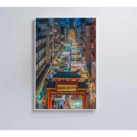 Quadro Mercado Noturno 80x120 Cm Vidro Impresso