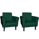 Ver imagem 1 de Kit 2 Poltronas Decorativa Classic Suede Verde Pés Madeira Ms Decor