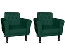 Ver imagem 1 de Kit 2 Poltronas Decorativa Classic Suede Verde Pés Madeira Ms Decor