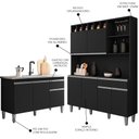 Ver imagem 3 de Cozinha Compacta Alice e Balcão Gabinete Com Pia Tatiane 120cm Preto - AJL Móveis