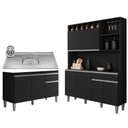 Ver imagem 1 de Cozinha Compacta Alice e Balcão Gabinete Com Pia Tatiane 120cm Preto - AJL Móveis