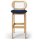 Ver imagem 3 de Kit 02 Banquetas Altas para Cozinha Bancada Sala Tela Betta Fixa L02 Suede Azul Marinho - Lyam