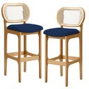 Ver imagem 1 de Kit 02 Banquetas Altas para Cozinha Bancada Sala Tela Betta Fixa L02 Suede Azul Marinho - Lyam