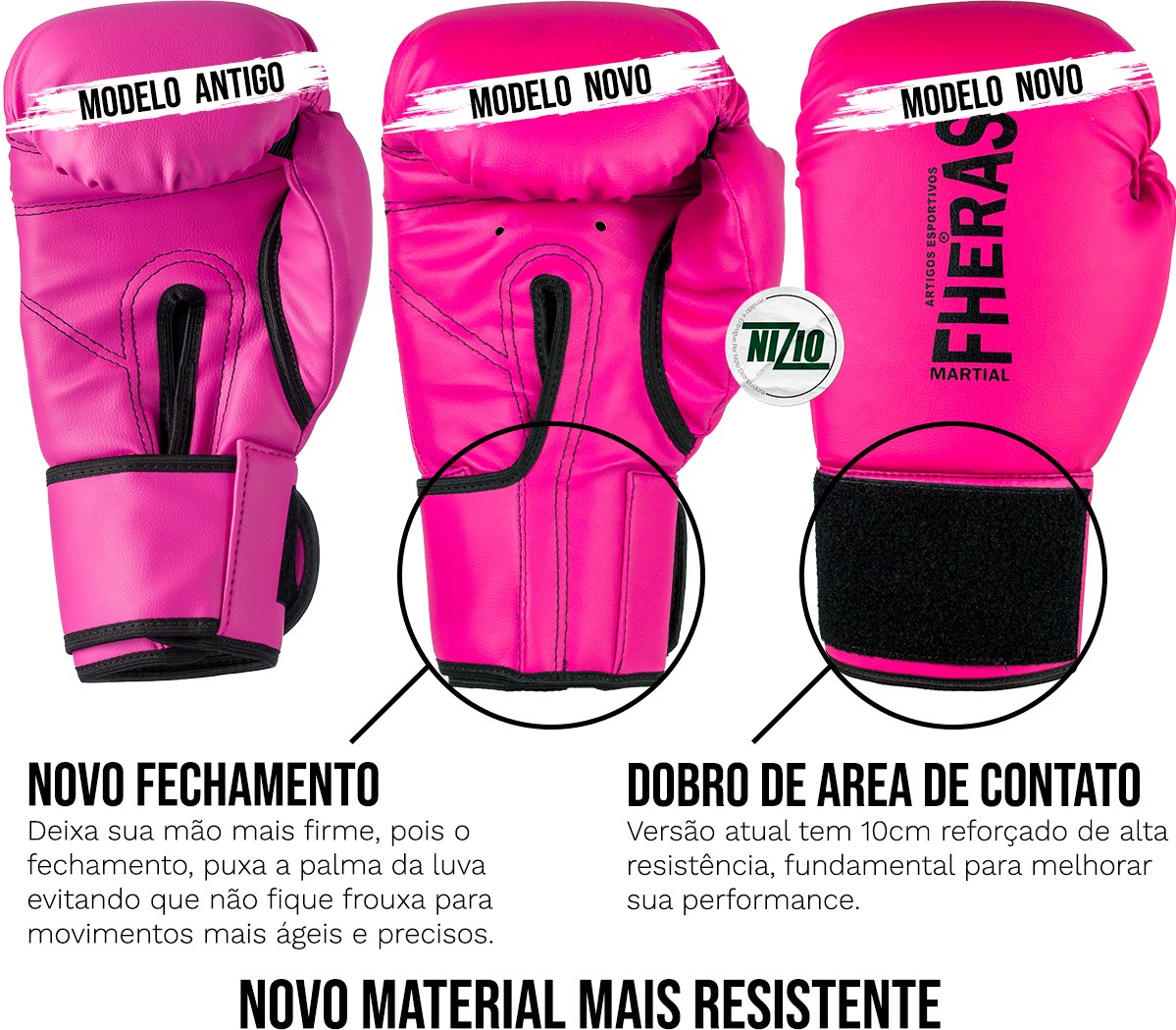 Kit Luva de Boxe Muay Thai MMA Bandagem Rosa 08oz - 8