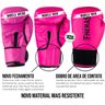 Kit Luva de Boxe Muay Thai MMA Bandagem Rosa 08oz - 8