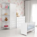 Ver imagem 1 de Conjunto Infantil Doce Sonho Branco: Berço Doce Sonho + Kit Rodízios + Cômoda Doce Sonho + Guarda