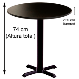 Mesa Ômega em Ferro Preto Pintura Eletrostática 74 cm (Altura) com Tampo em MDP Redonda 70 cm Cor Pr - 7