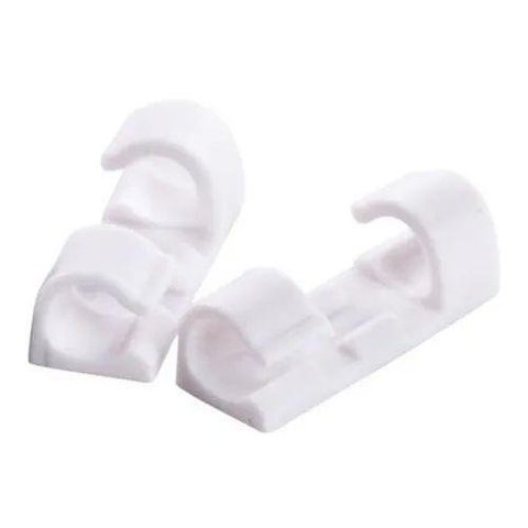 Kit Clip Organizador de Cabos e Fios Adesivo 3M 40 Un Fixador Zigzag Passa Fio Branco TV Rede Pc