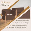 Ver imagem 4 de Poltrona Tâmisa Confortável Madeira Maciça Tecido Linho Capuccino