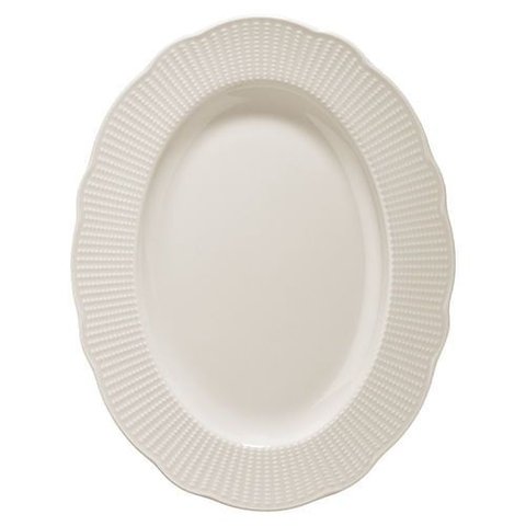 Prato Raso Oval em Porcelana Perle Branco 28cm L'hermitage