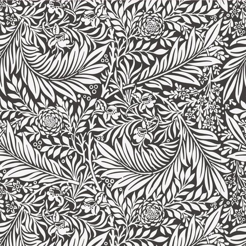 Papel de Parede Folhagem 2d Cinza e Branca - 1,50x0,50m