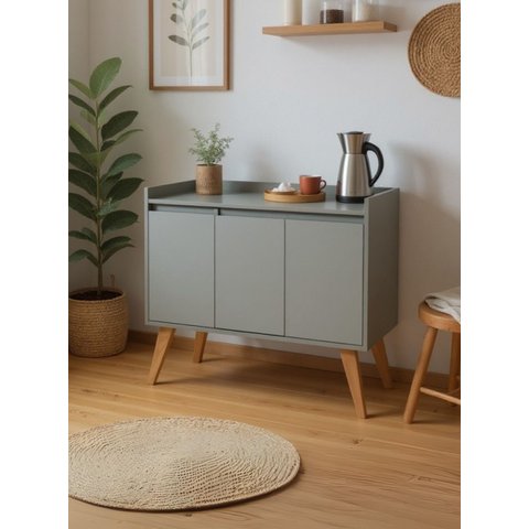 Aparador Buffet 90cm Retro MDF Verde Madri - On Móveis