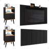 Kit 2 Mesinhas Cabeceira Suspensa Cama Queen 1,60 Suede Painel Tv 48 Polegadas Preto/cinamomo - Rpm - 1