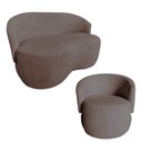 Ver imagem 1 de Kit Namoradeira + Poltrona Decorativa Beatriz Orgânica Suede Capuccino