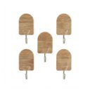 Ver imagem 1 de Kit 5 Cabides Ganchos Autoadesivos Tipo Madeira 5,2x3,2cm – Praticidade e Organização sem Furos na P