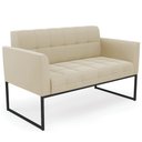 Ver imagem 1 de Sofá Namoradeira Base Industrial Preto Ana Suede Bege - Ibiza