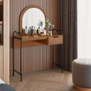 Ver imagem 1 de Penteadeira Clássica Minimalista Aço e Mdf C/ Gaveta Espelho Nature