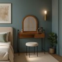 Ver imagem 4 de Penteadeira Clássica Minimalista Aço e Mdf C/ Gaveta Espelho Nature