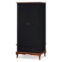Ver imagem 1 de Guarda Roupa Solteiro 2 Portas 1 Gaveta 60406 Linz Móveis - Preto/Imbuia