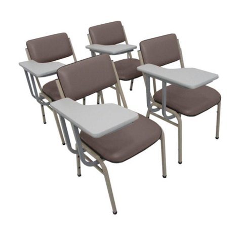 Kit com 4 Cadeiras para Auditórios Linha Hotel Smart Marrom