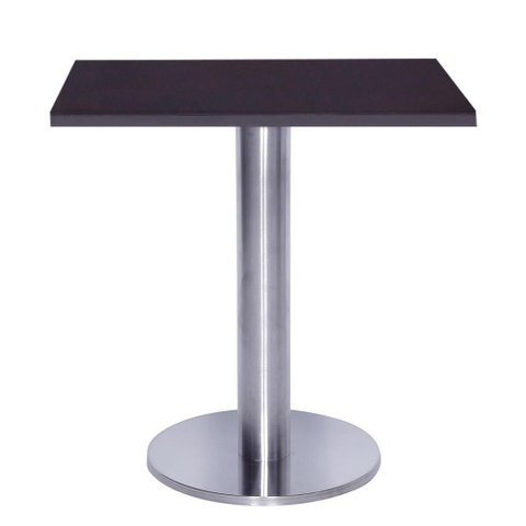 Mesa Beta Big Inox 75 Cm (alt) Disco Redondo Tampo Mdp Quadrado 70 Cm (larg) X 2,50 Cm (alt) Preto