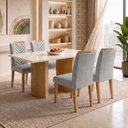 Ver imagem 1 de Conjunto Sala de Jantar 4 Lugares Retangular Tampo Vidro MDF 120x80cm Mesa Isla e Cadeiras Carol